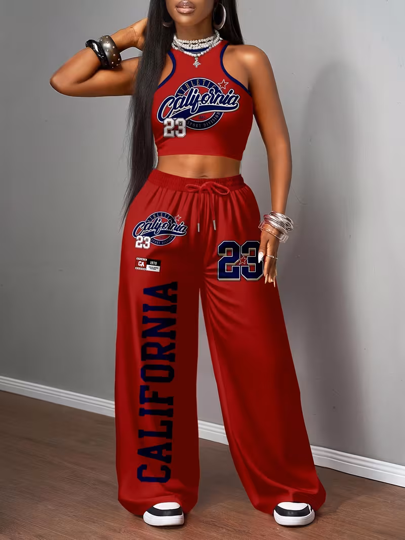 2pcs Women'S Casual Vest and Pants Set